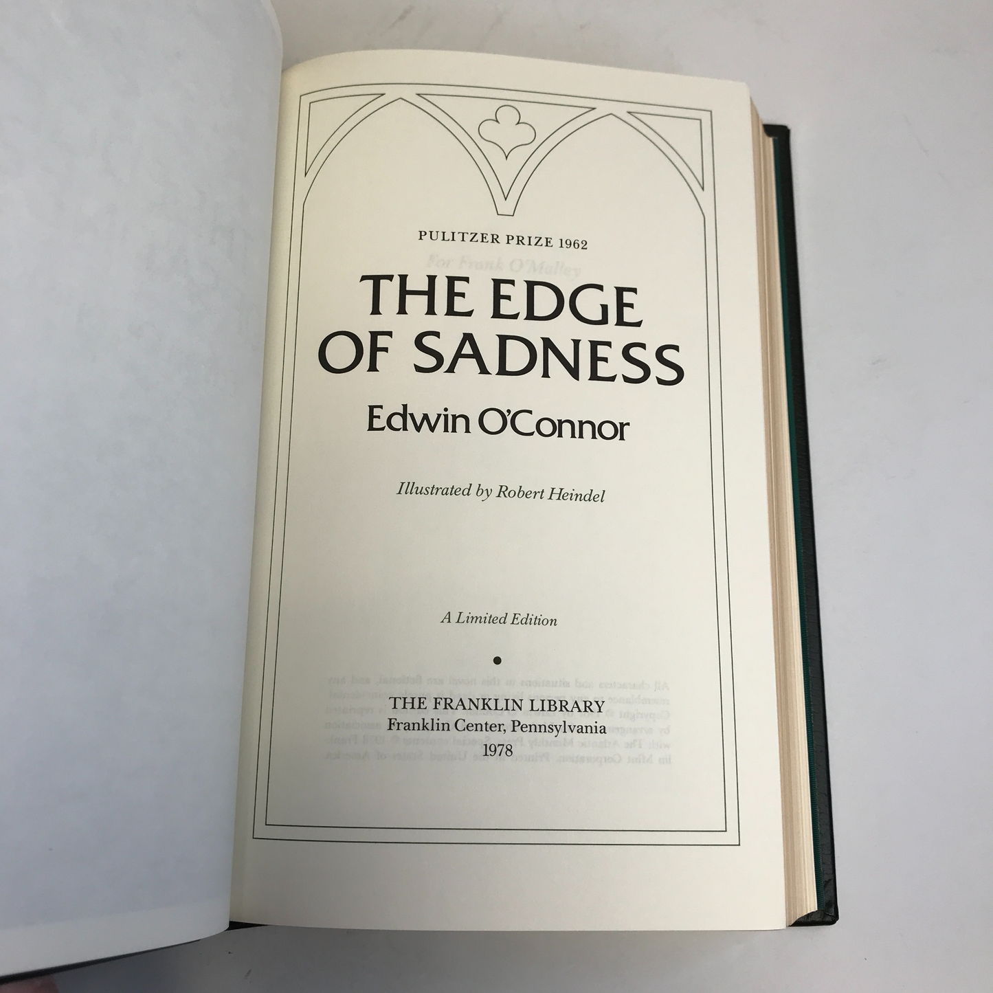 The Edge of Sadness - Edwin O'Connor - Franklin Library - 1978