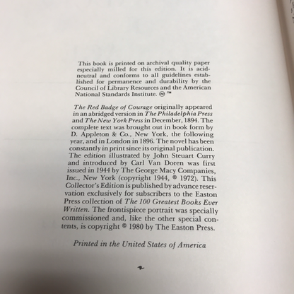 The Red Badge of Courage - Stephen Crane - Easton Press - 1980