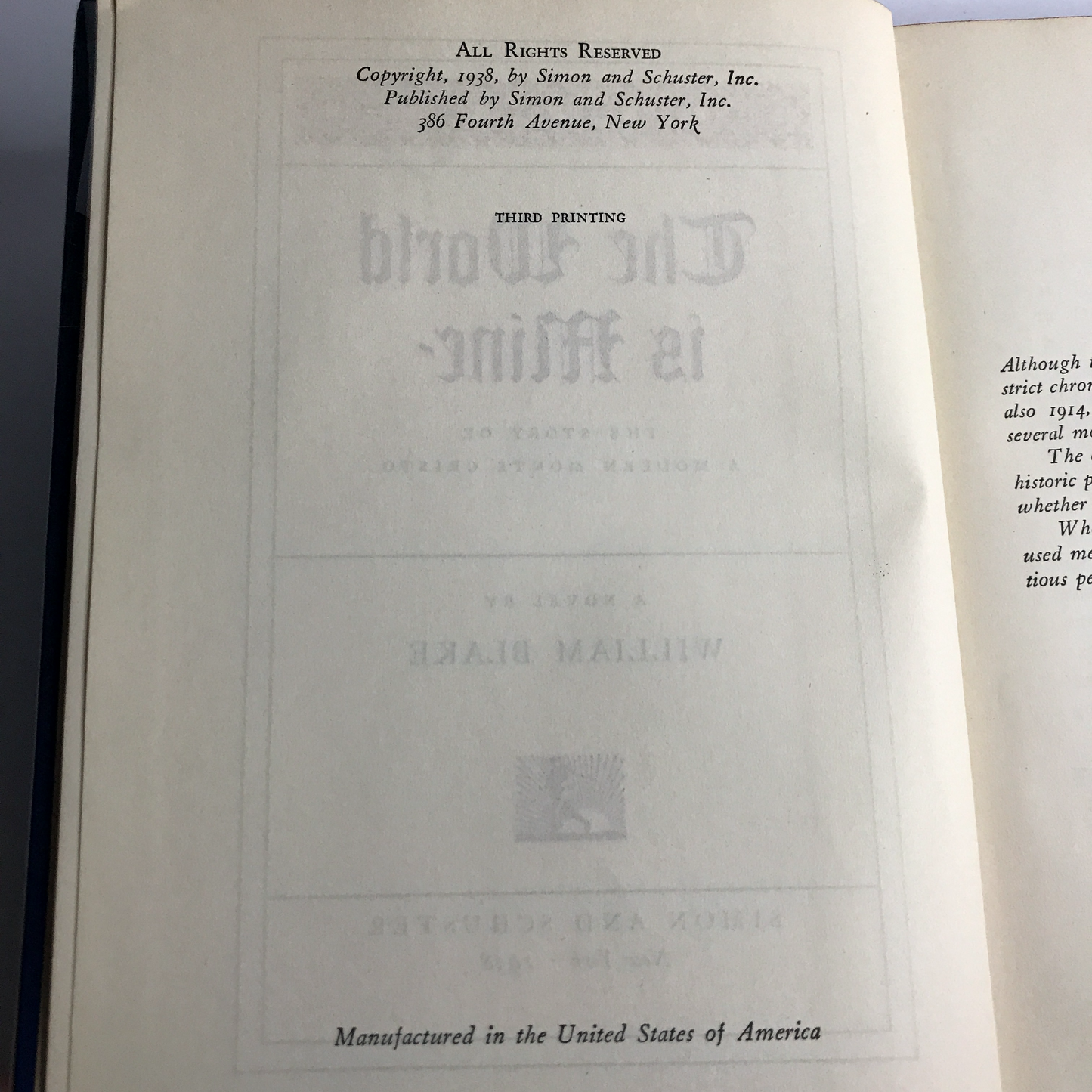 The World is Mine - William Blake - Third Printing - 1938