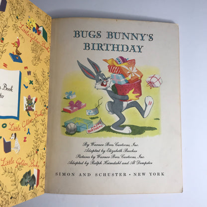 Bugs Bunny's Birthday - Little Golden Book - Elizabeth Beecher - "A" Print - 1st Edition