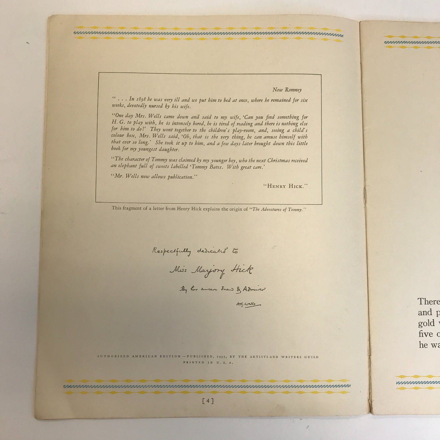 The Adventures of Tommy - H.G. Wells - The Artists and Writers Guild - 1935