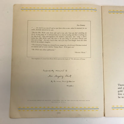 The Adventures of Tommy - H.G. Wells - The Artists and Writers Guild - 1935