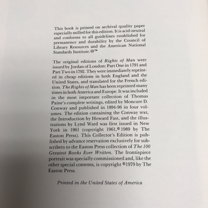 Rights of Man - Thomas Paine - Easton Press - 1979