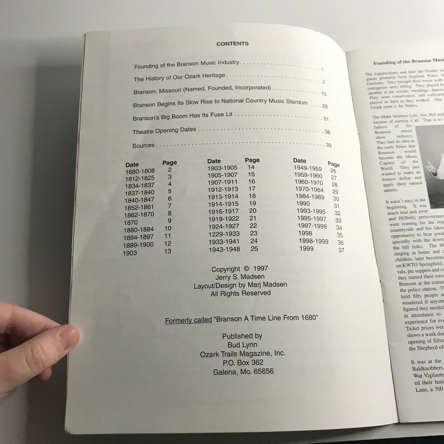 Branson: A Time Line History - Jerry S. Madsen - 1997 - Missouri