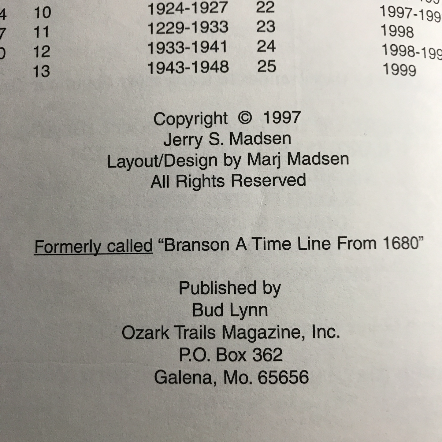 Branson: A Time Line History - Jerry S. Madsen - 1997 - Missouri