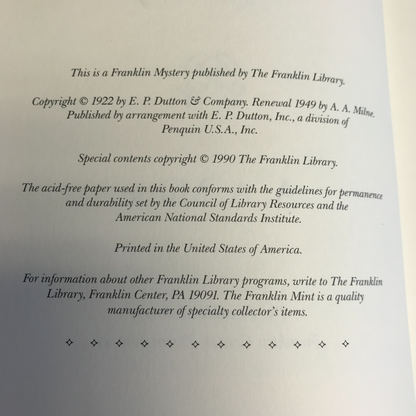 The Red House Mystery - A. A. Milne - Franklin Library - 1990