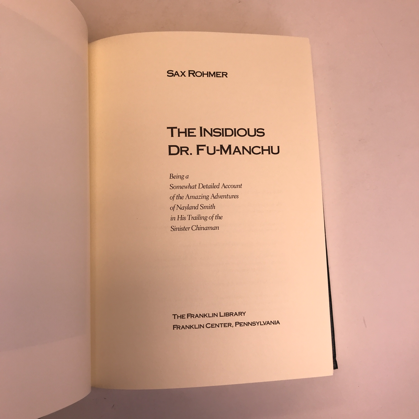 The Insidious Dr. Fu Manchu - Sax Rohmer - Franklin Library 1990