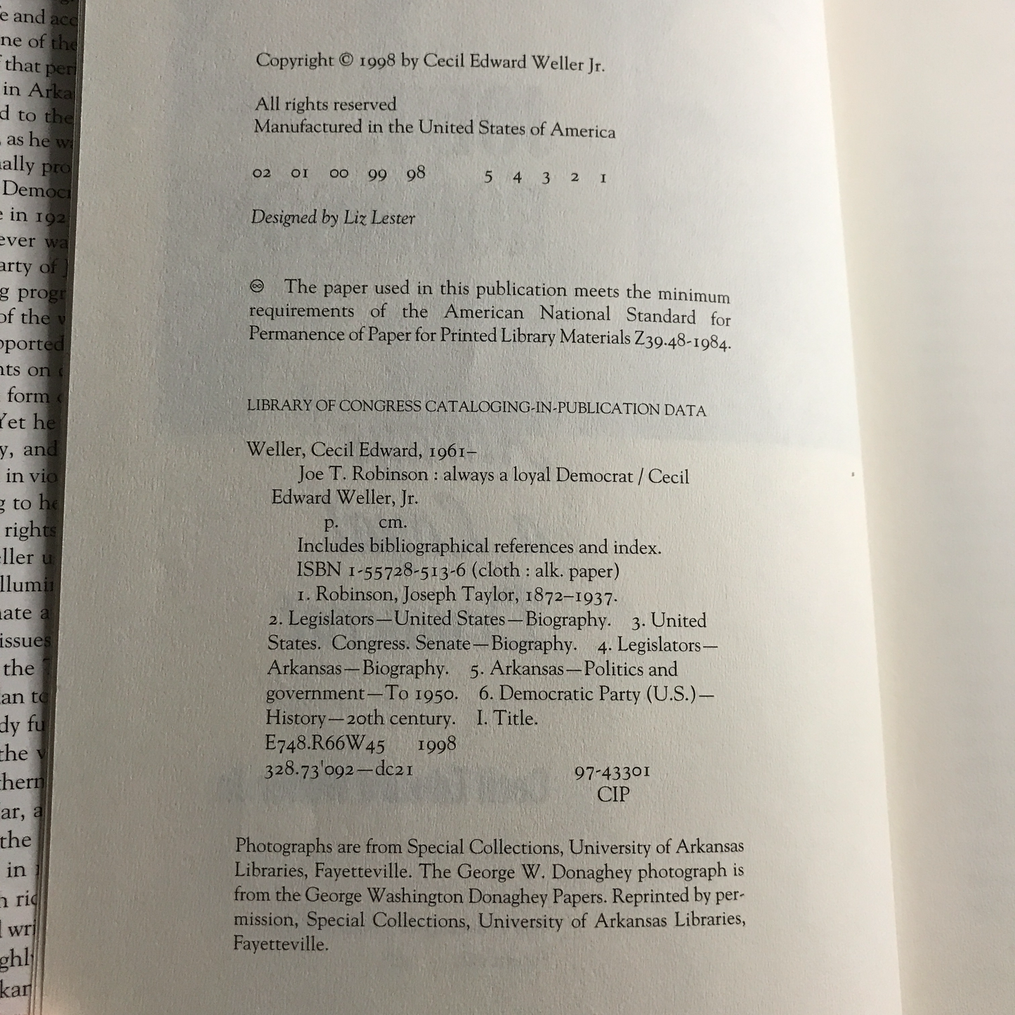 Joe T. Robinson: Always A Loyal Democrat - Cecil Edward Weller Jr. - Signed - Inscribed - 1998 - Arkansas