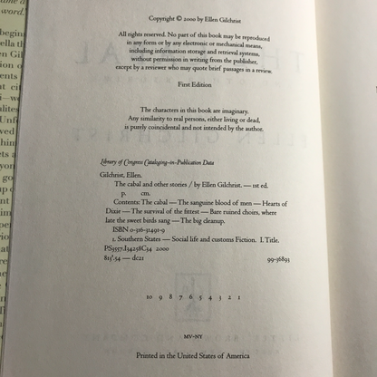 The Cabel - Ellen Gilchrist - Arkansas Author - 1st Edition - 2000