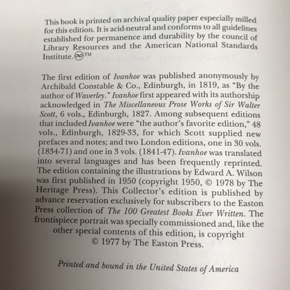 Ivanhoe - Sir Walter Scott - Easton Press - 1977