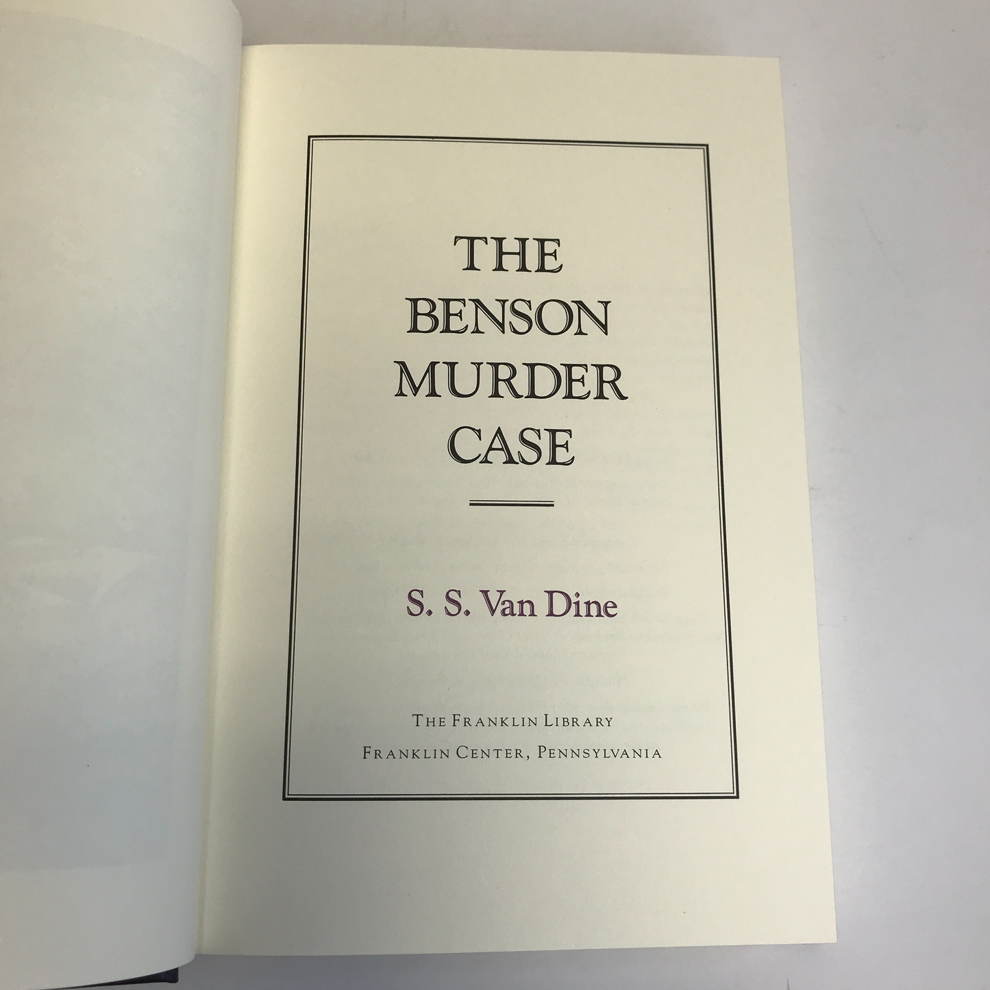 The Benson Murder Case - S. S. Van Dine - Franklin Library - 1990