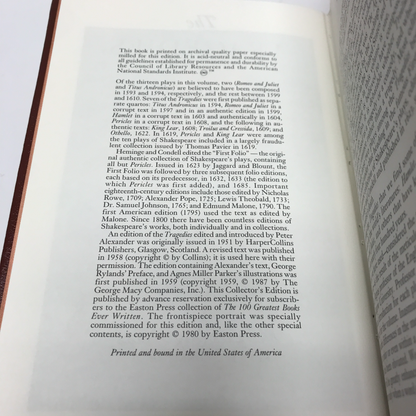 The Histories, the Tragedies, and the Comedies of Shakespeare - William Shakespeare - 3-Volume Set - Easton Press - 1980