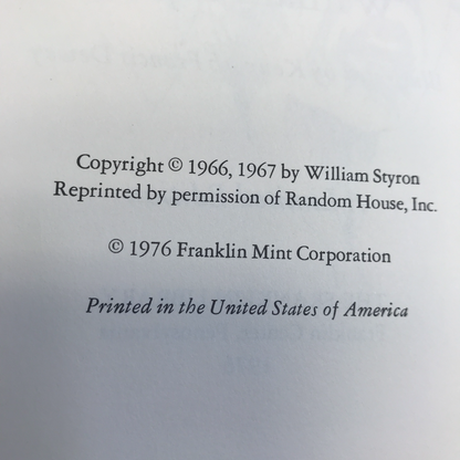 The Confessions Of Nat Turner - William Styron - Franklin Library