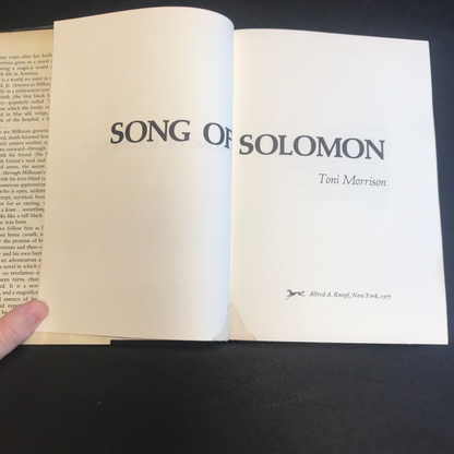 Song of Solomon - Toni Morrison - 1st Edition - 1st Printing - 1977- Book Club was 1st Print Run