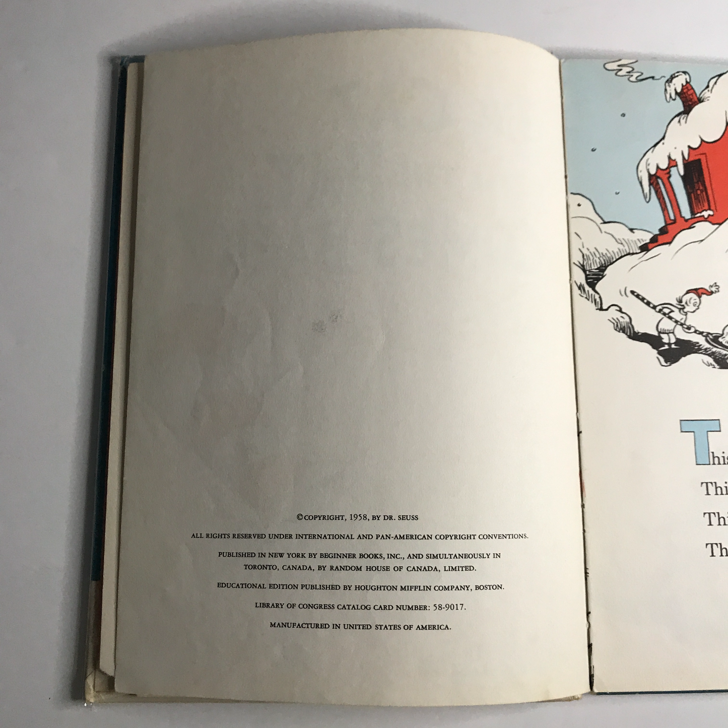 The Cat in the Hat Comes Back - Dr. Seuss - Early Print - B-2 on spine - 1958