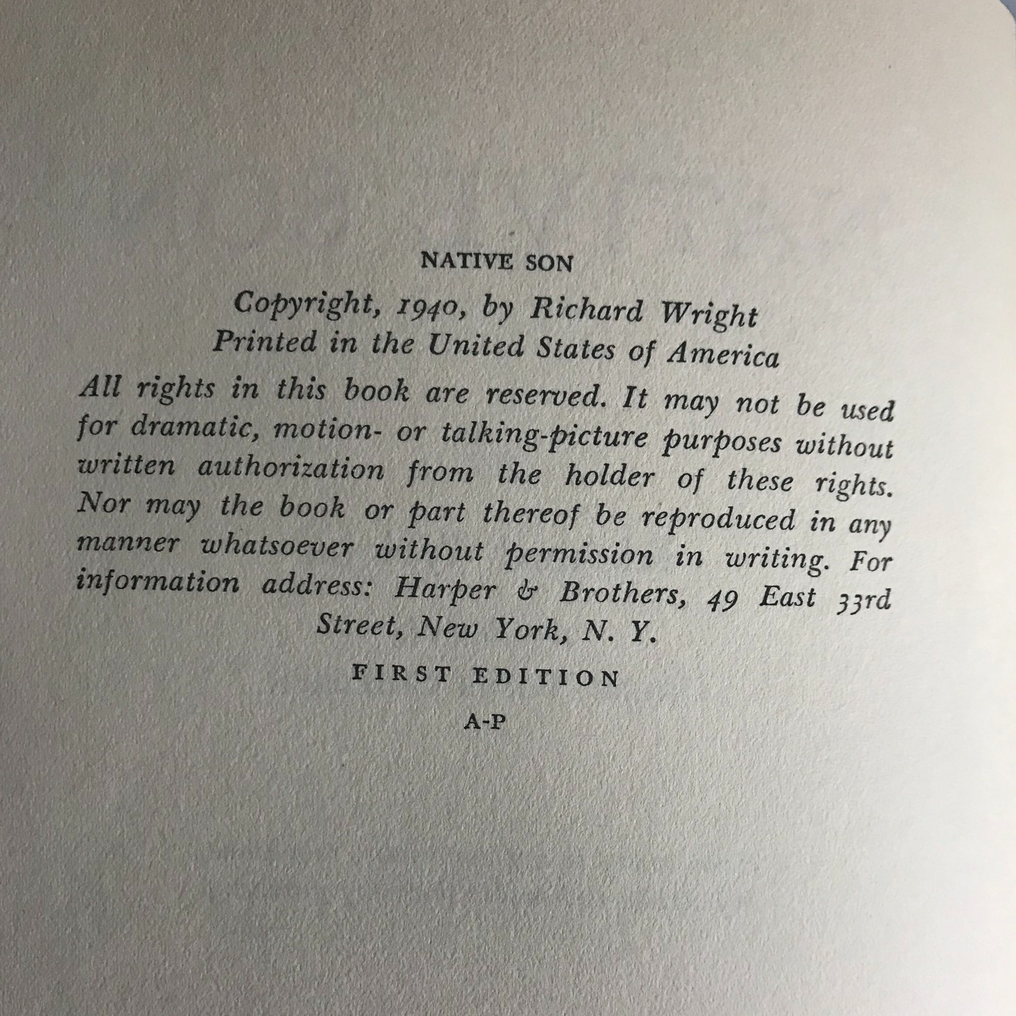 Native Son - Richard Wright - 1st Edition - 1940