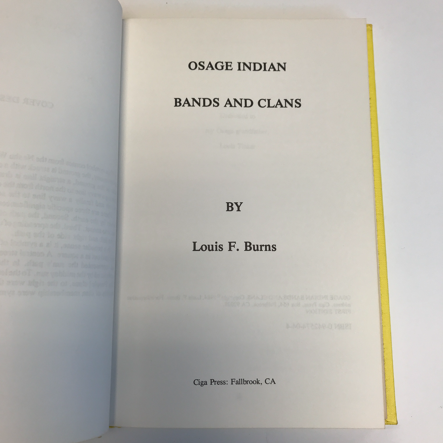 Osage Indians Bands and Clans - Louis F. Burns - 1984