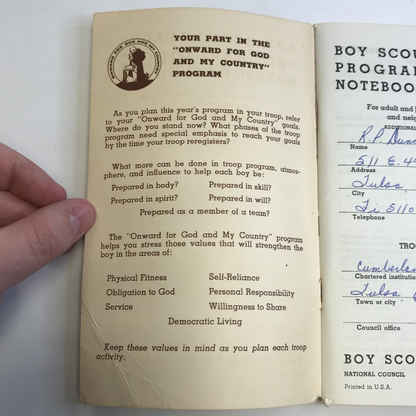 Boy Scout Leaders Program Notebook - 1958-59 - Boy Scouts Of America