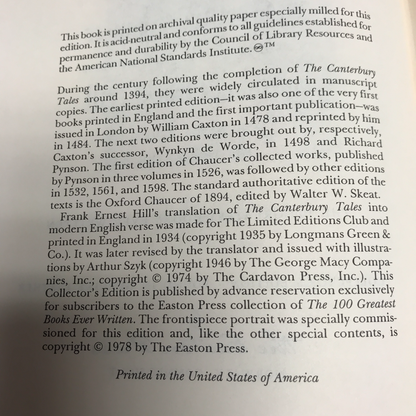 The Canterbury Tales - Geoffrey Chaucer - Easton Press - 1978