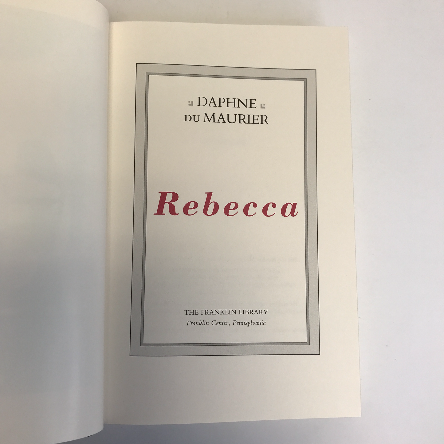 Rebecca - Daphne Du Maurier - Franklin Library - 1988