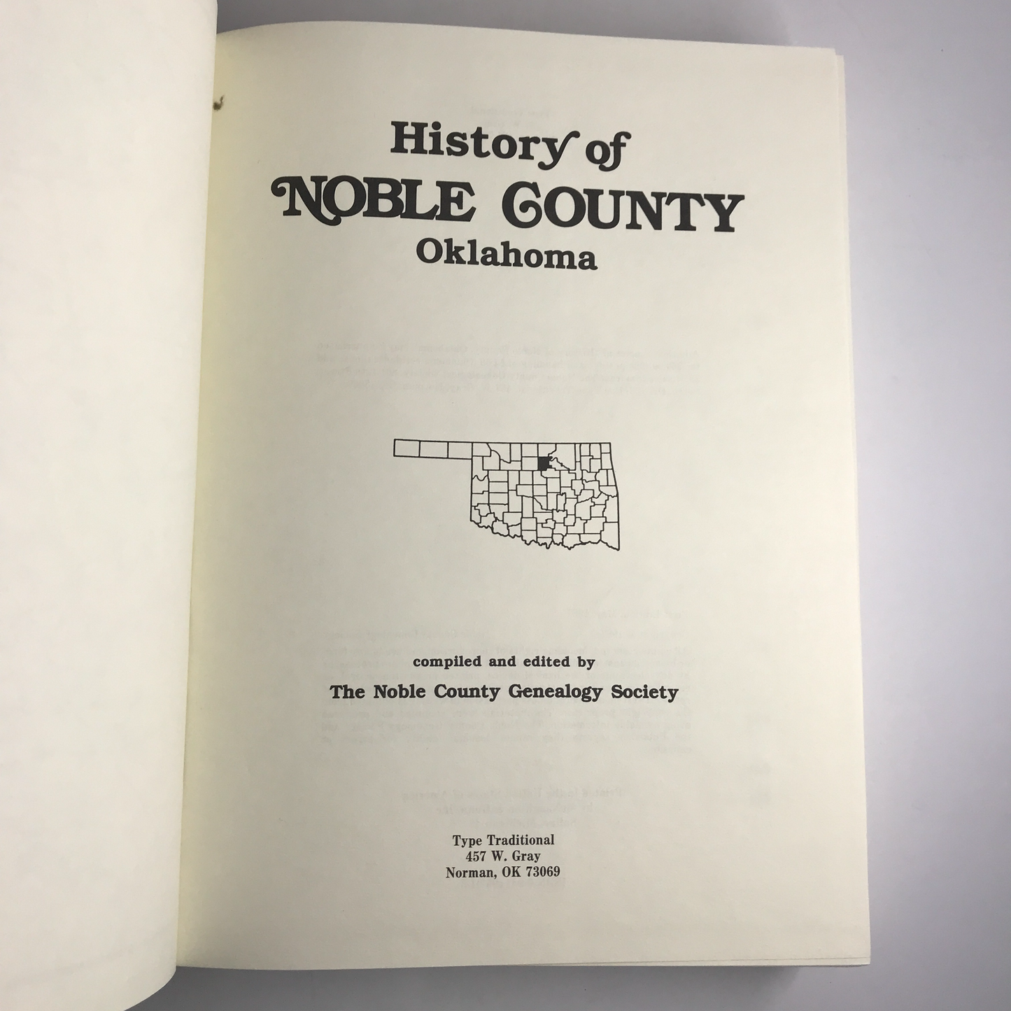 The History of Noble County Oklahoma - Noble County Genealogical Society - 1st Edition - 1987