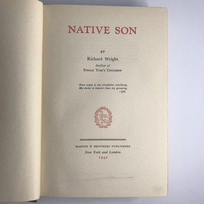 Native Son - Richard Wright - 1st Edition - 1940