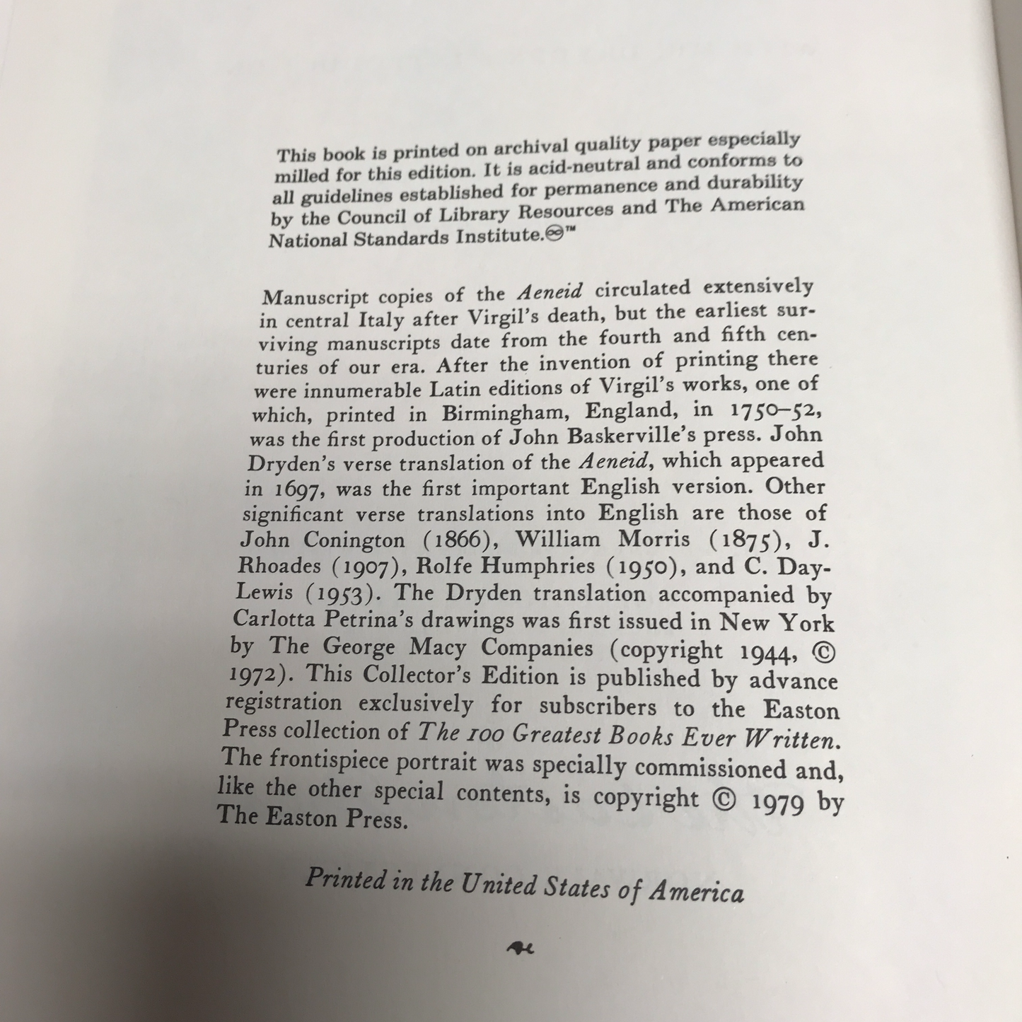 The Aeneid - Virgil - Easton Press - 1979