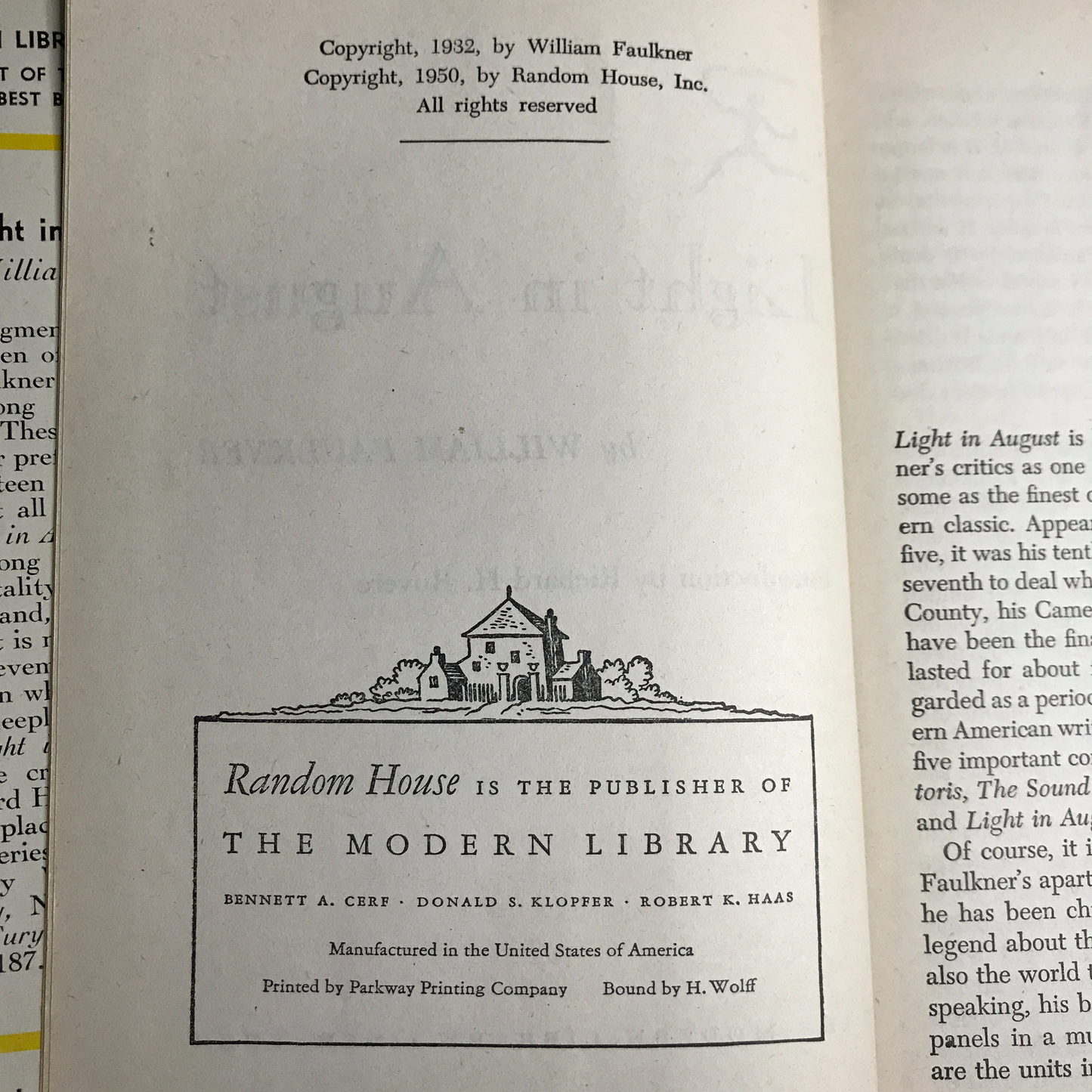 Light in August - William Faulkner - Modern Library - 1950