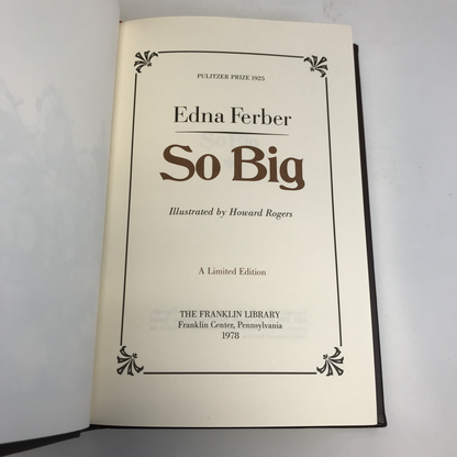 So Big - Edna Ferber - Franklin Library - 1978