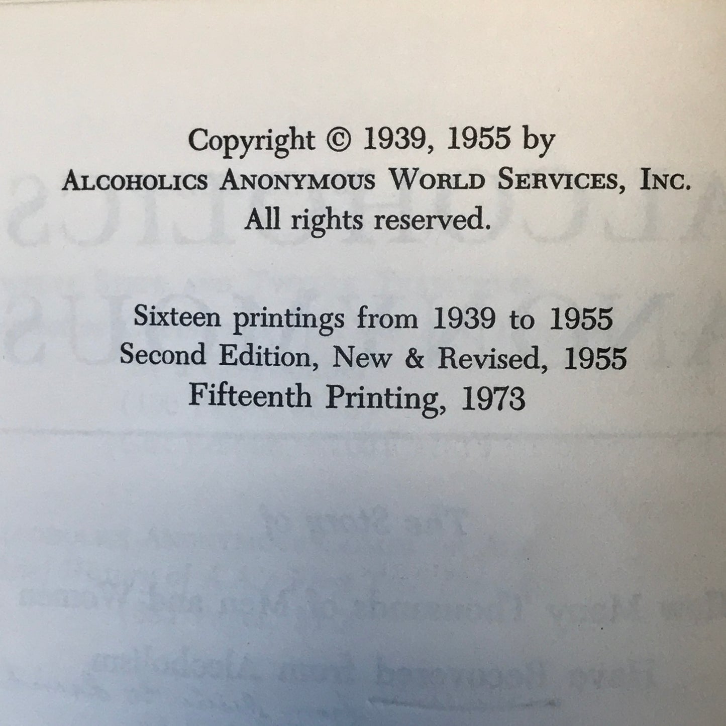 Alcoholics Anonymous - A.A. - 1973 - 2nd Edition 15th Printing