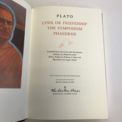 Plato - Lysis, Or Friendship The symposium Phaedrus - Easton Press - 1979