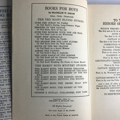 The Lone Eagle of the Border - Ted Scott Flying Stories - Franklin W. Dixon - 1st Edition - 1929