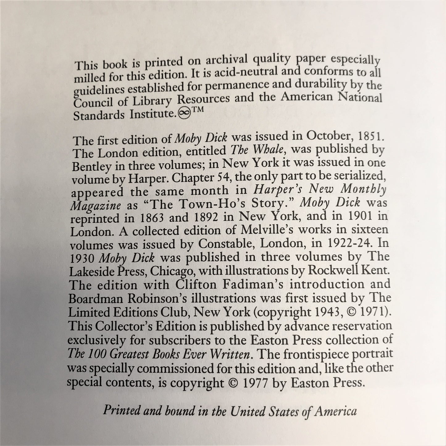 Moby Dick - Herman Melville - Easton Press - 1977