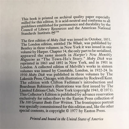 Moby Dick - Herman Melville - Easton Press - 1977