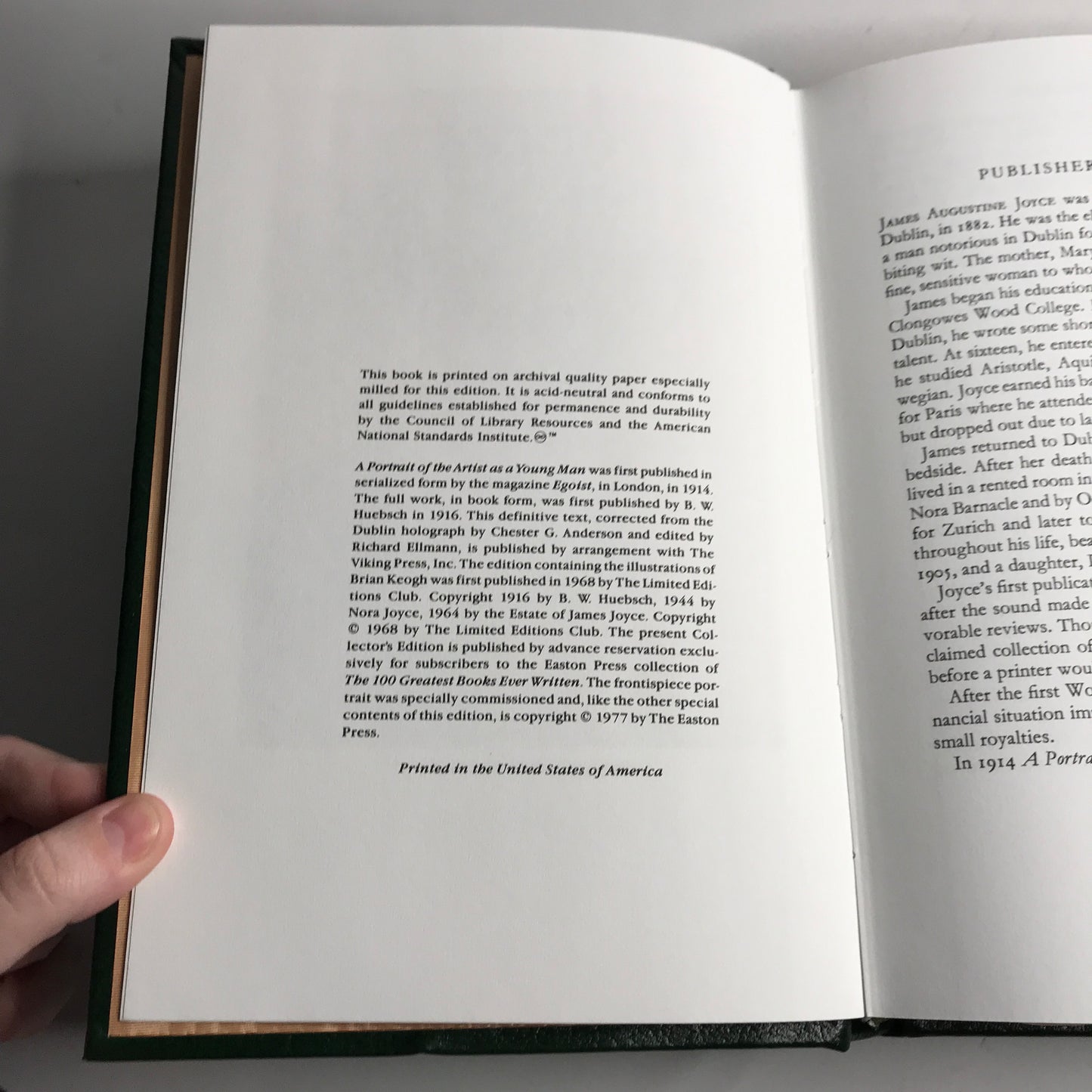 The Portrait of The Artist A Young Man - James Joyce - Easton Press - 1977