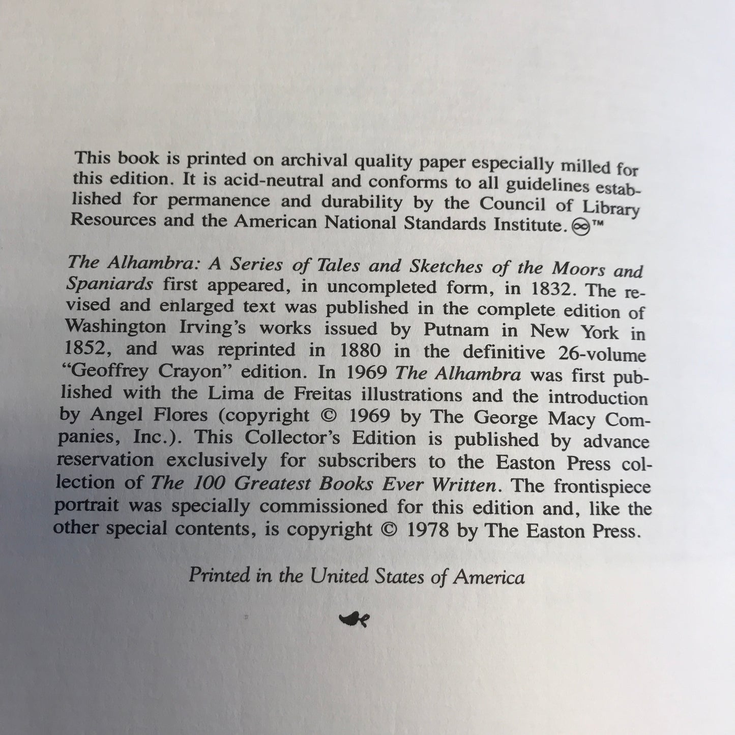 The Alhambra - Washington Irving - Easton Press - 1978