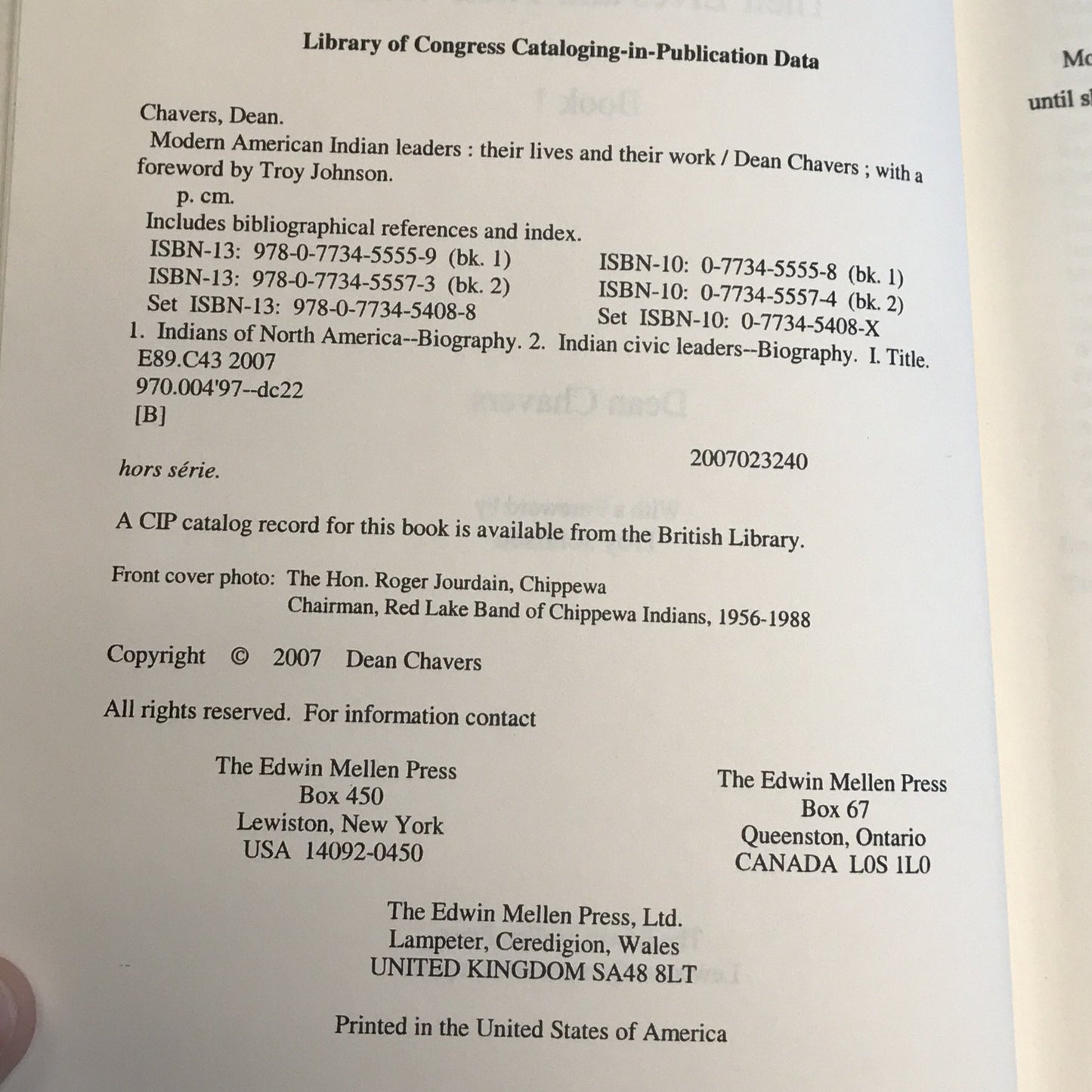 Modern American Indian Leaders - Dean Chavers - 2007