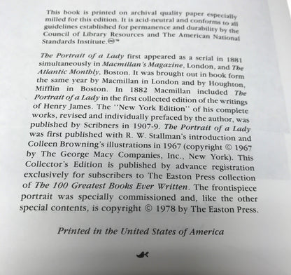 The Portrait of a Lady - Henry James - Easton Press - 1978