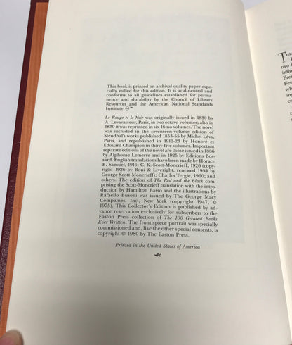 The Red and the Black - Marie-Henri Beyle Stendhal - Easton Press - 1980