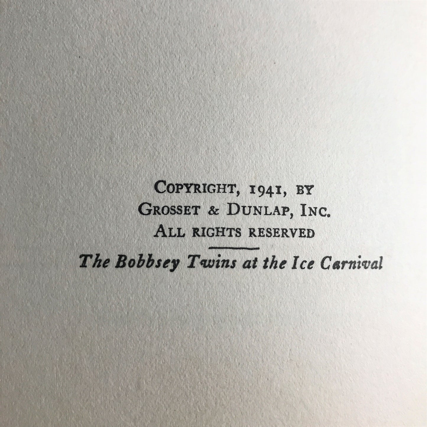 The Bobbsey Twins at the Ice Carnival - Laura Lee Hope - First Edition - 1941