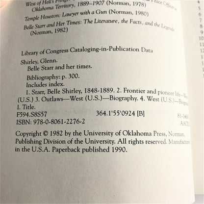 Belle Starr and Her Times - Glenn Shirley -1990