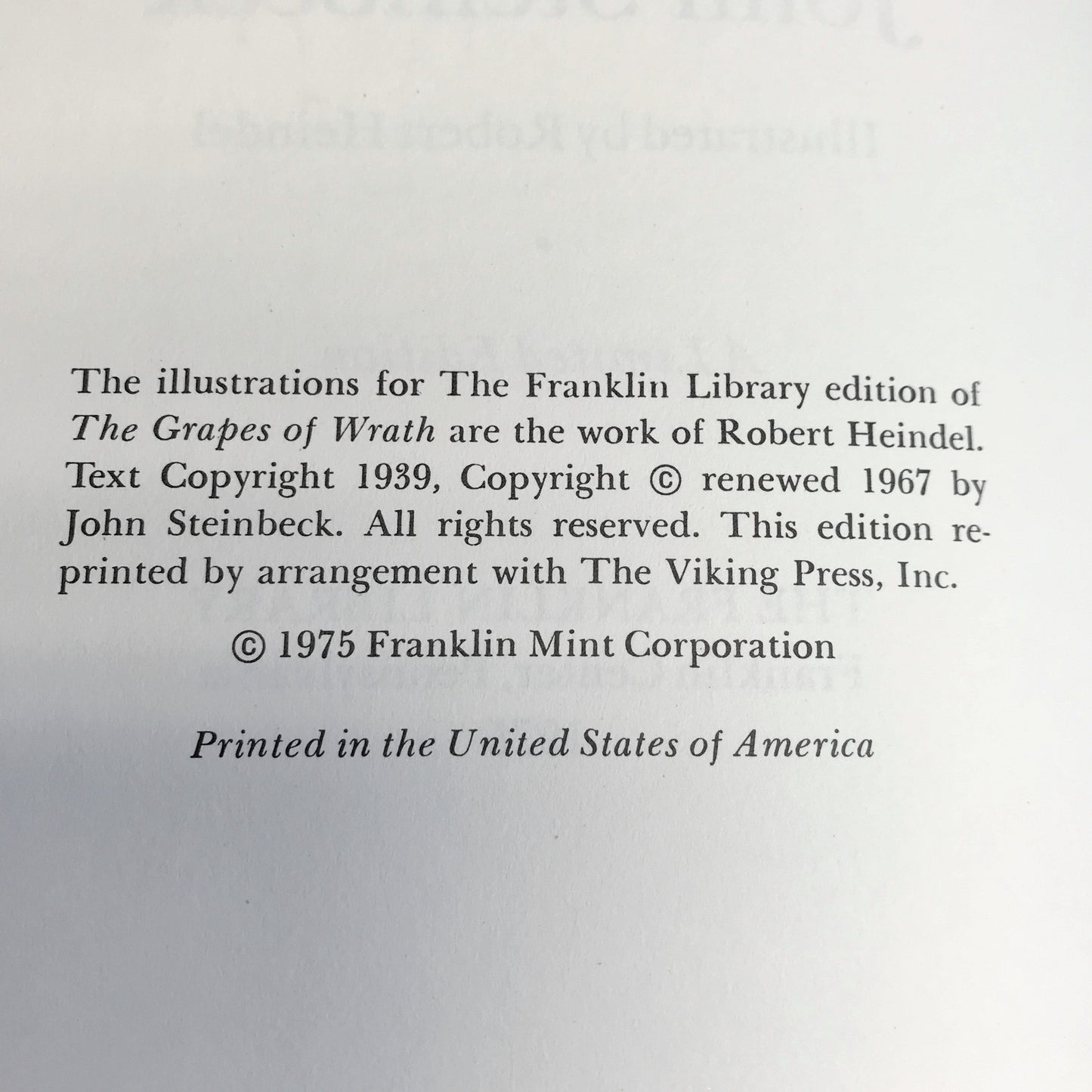 The Grapes of Wrath - John Steinbeck - Franklin Library - 1975