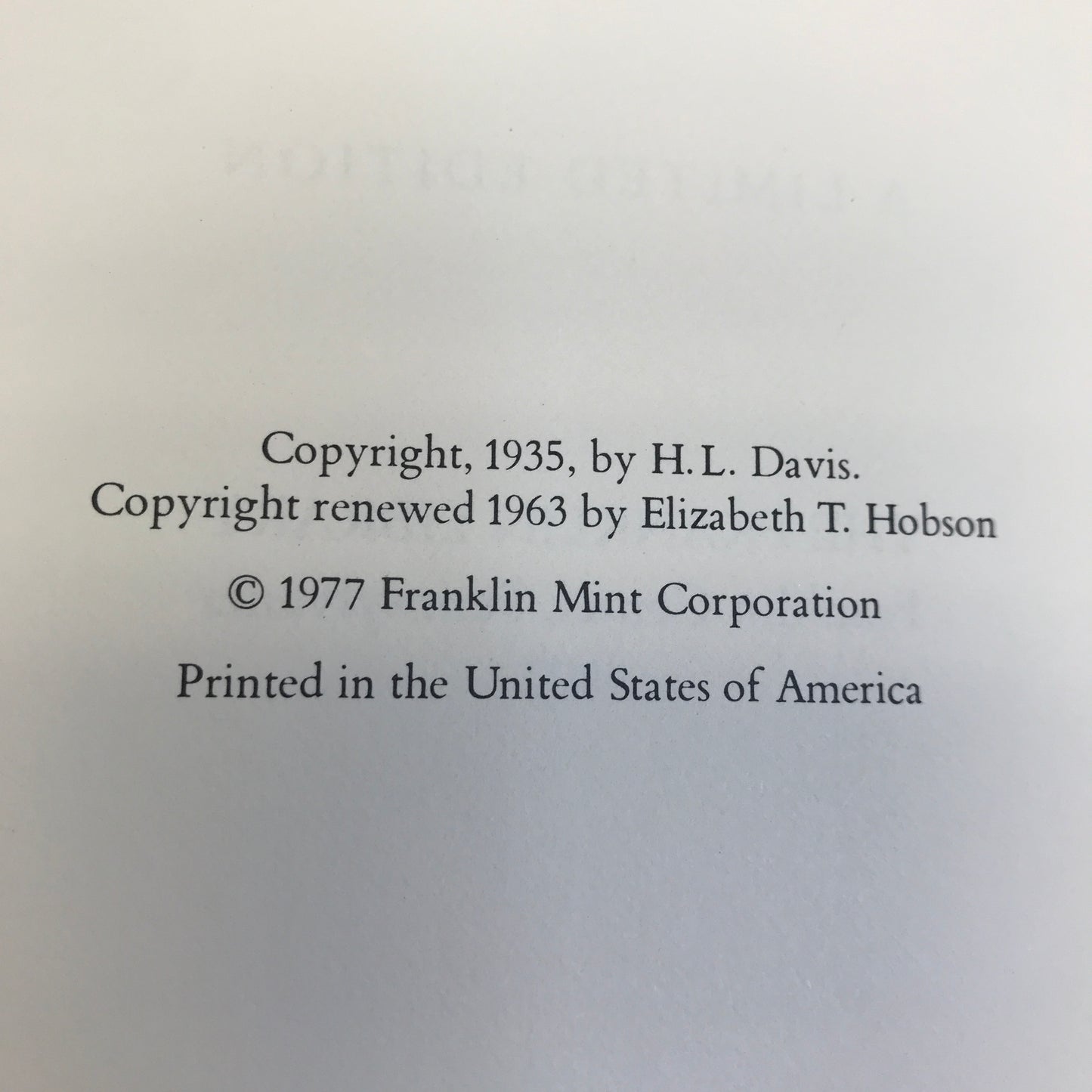 Honey In The Horn - Harold L. Davis - Franklin Library - 1977