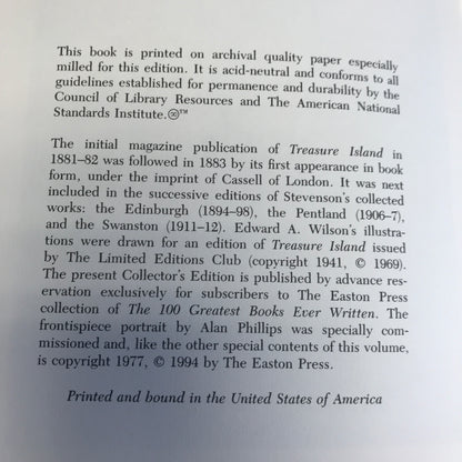 Treasure Island - Robert Lewis Stevenson - Easton Press - 1994