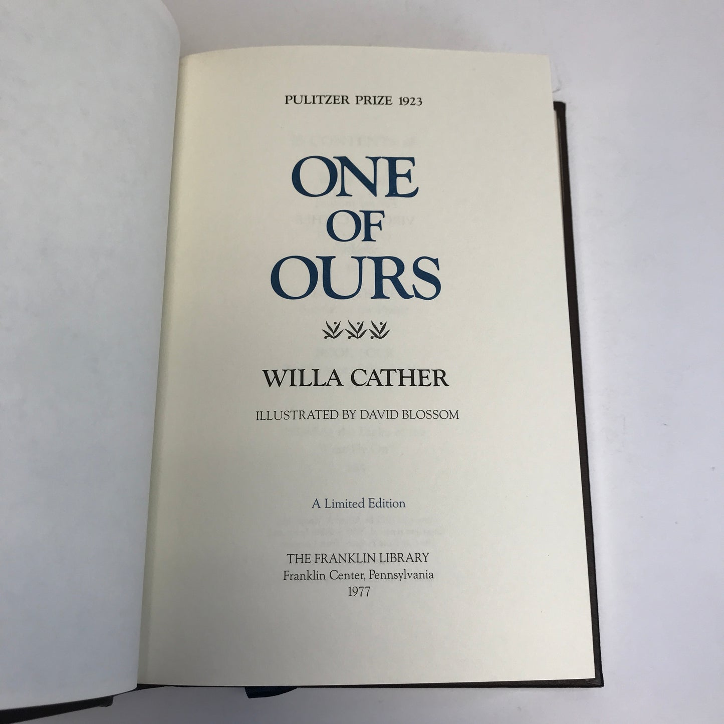 One of Ours - Willa Cather - Franklin Library - 1977