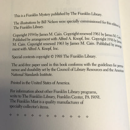 The Postman Always Rings Twice And Double Indemnity - James M. Cain - Franklin Library - 1988