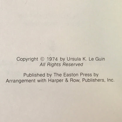 The Dispossessed - Ursula K Le Guin - 1st Thus - Easton Press - 1974