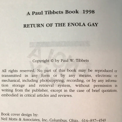 Return of the Enola Gay - Paul Tibbets - Signed - 1995