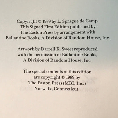 The Honorable Barbarian - L. Sprague de Camp - Signed - 1st Edition - Easton Press - 1989