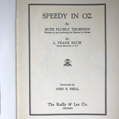 Speedy in Oz - Ruth Plumly Thompson - L. Frank Baum - 1934 - 1st Edition